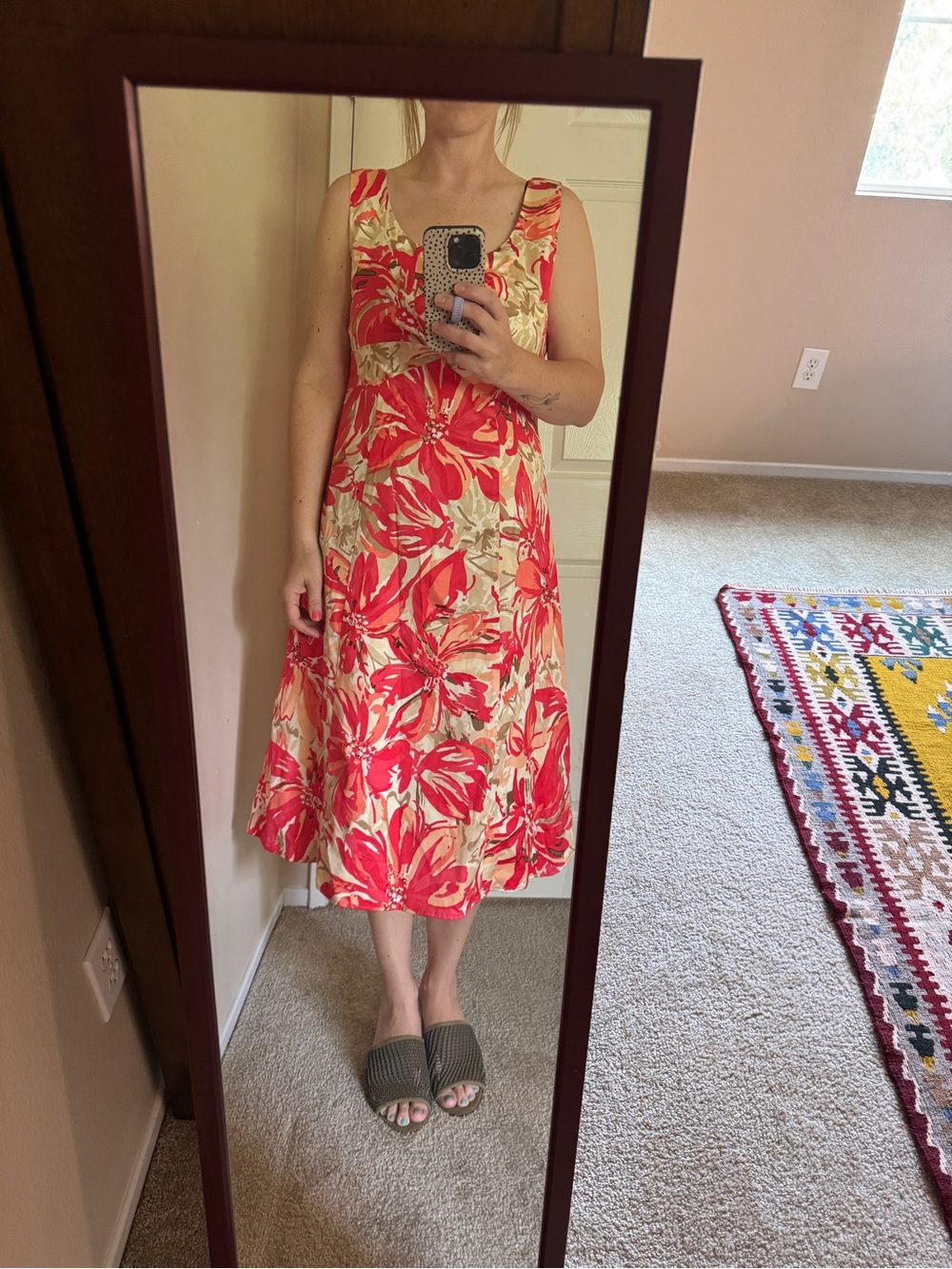 Robbie Bee Red Floral Twist-Front Sleeveless Dress